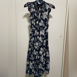 Banana Republic Navy Floral Midi Dress